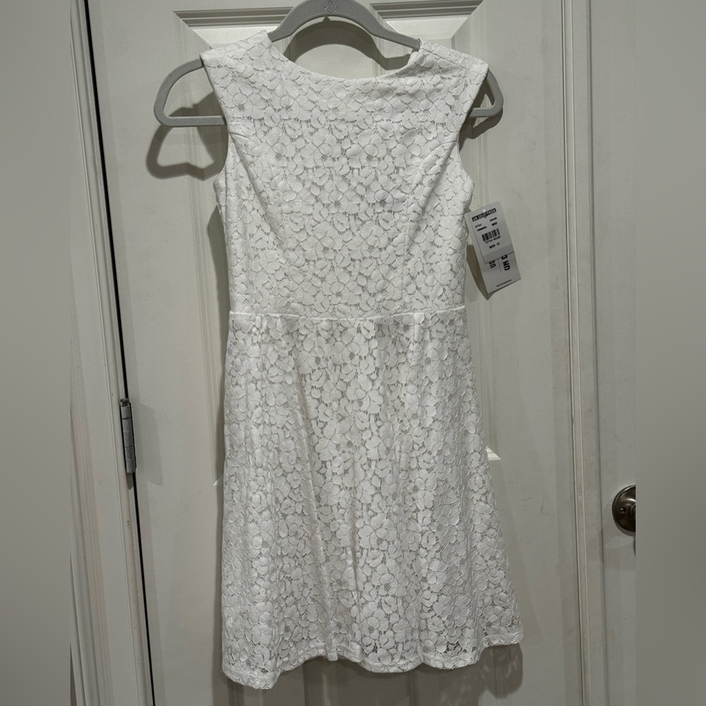 Un Deux Trois Girls Lace Cap Sleeved Dress White NWT